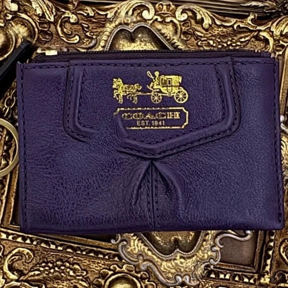 COACH • Brilliant Purple Card Case Key Holder Keychain Cash - Picture 3 of 3